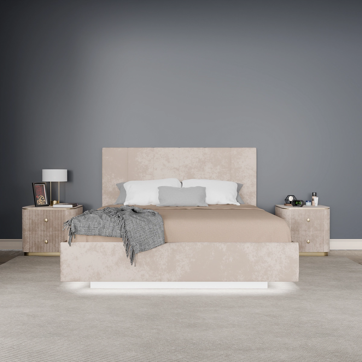 Кровать с подъемным механизмом Диона Бежевая 160х200 (aura4)